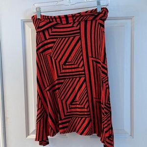 Geometric Red and Black Women's Skirt